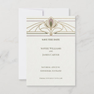 Gold Art Deco Save The Date Card