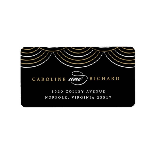 Gold Art Deco String Lights Return Address Label (Front)