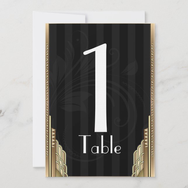 Gold Art Deco Stripe Table Number (Front)