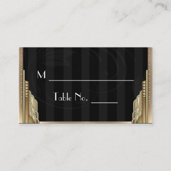 Gold Art Deco Stripe Wedding Place Cards by NoteableExpressions at Zazzle