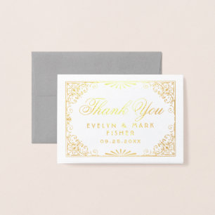 Gold Art Deco Thank You Monogram Wedding Foil Card