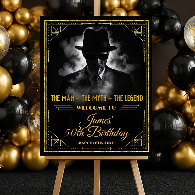 Gold Art Deco The Man Myth Legend Birthday Welcome Poster (Creator Uploaded)