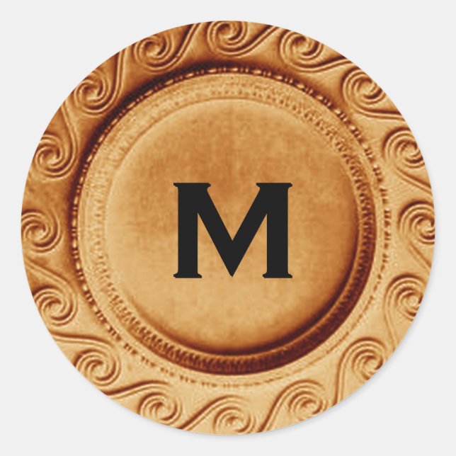 Gold Art Deco Wedding Monogram M Sticker (Front)