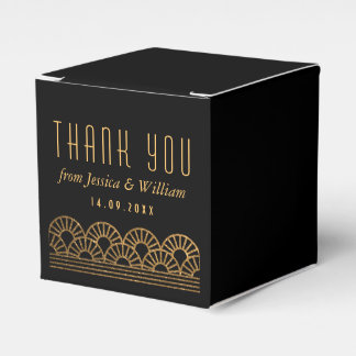 Gold Art Deco Wedding Reception Guest Favor Box