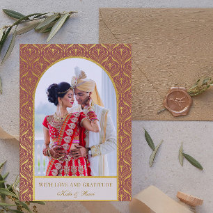 Gold Art Deco Wedding Thank You Photo Card