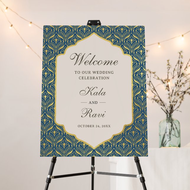Gold Art Deco Wedding Welcome Sign (In Situ (Stand))