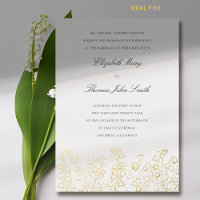 Gold Art Floral Sketch Lily Valley Formal Wedding