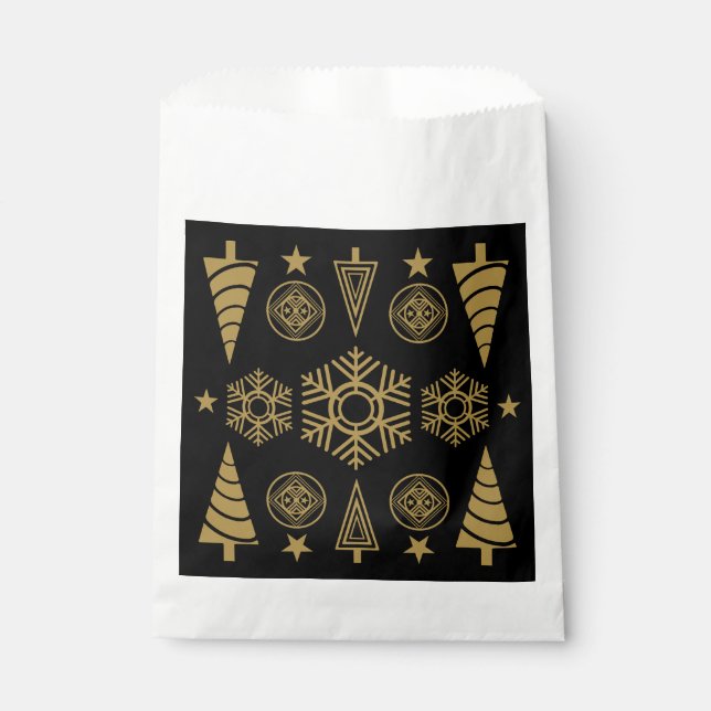 Gold Art Nouveau Christmas Decorative Favor Bag (Front)