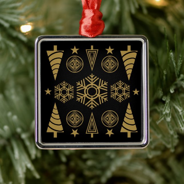 Gold Art Nouveau Christmas Decorative Metal Ornament (Tree)