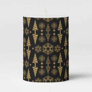 Gold Art Nouveau Christmas Decorative Pillar Candle