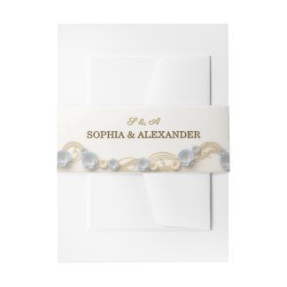 Gold Art Nouveau Oval Wedding Invitation Belly Band
