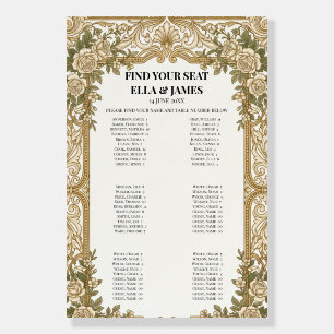 Gold Art Nouveau Victorian Wedding Seating Chart F Foam Board