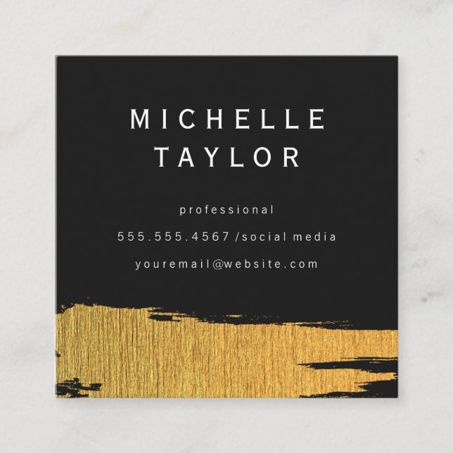 Gold Artistic Marks Square Business Card (Front)