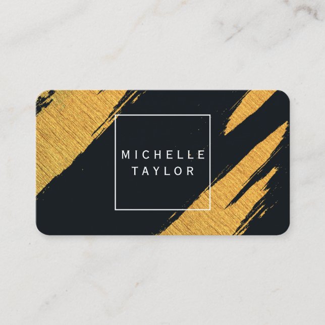Gold Artistic Marks with White Box Business Card (Front)