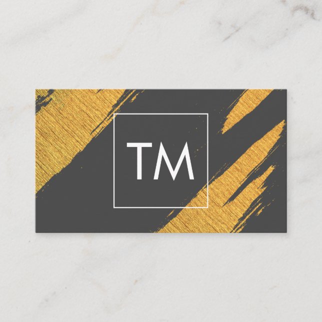 Gold Artistic Marks with White Box Monogram Business Card (Front)