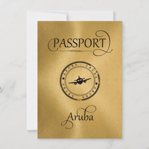 Gold Aruba Passport Save the Date Card