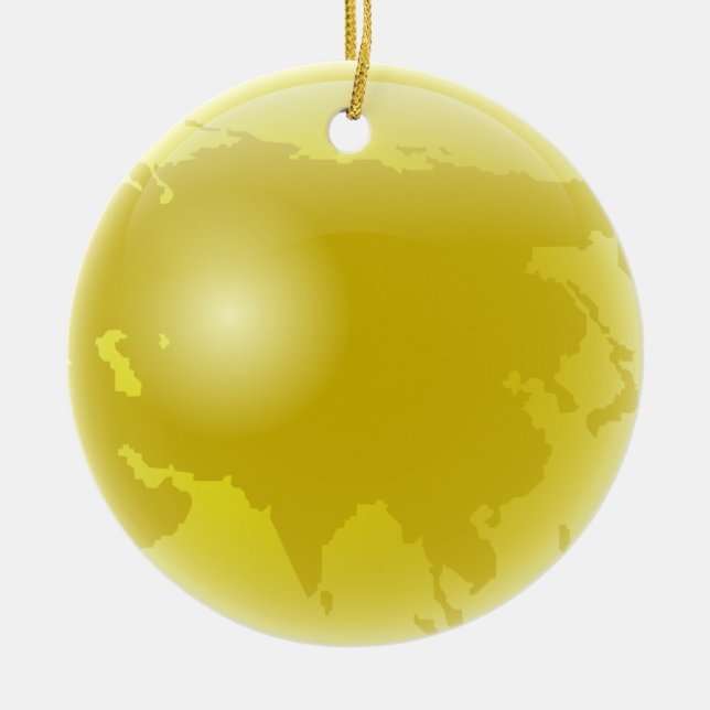 Gold Asia Globe Ceramic Ornament (Front)