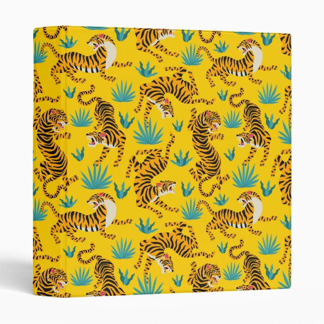 Gold Asian Tiger Pattern 3 Ring Binder (Front/Spine)