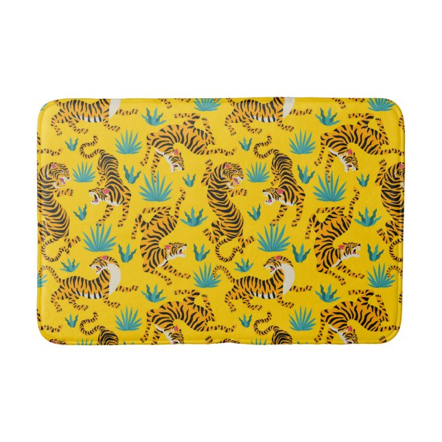 Gold Asian Tiger Pattern Bath Mat (Front)