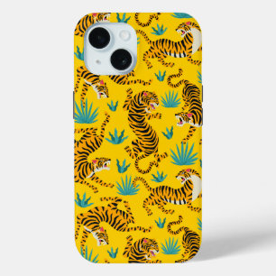 Gold Asian Tiger Pattern iPhone 15 Case