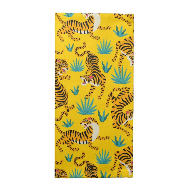 Gold Asian Tiger Pattern Cloth Napkin (Half Fold)