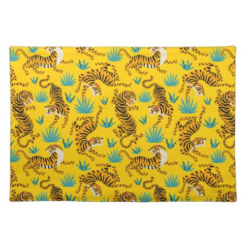Gold Asian Tiger Pattern Cloth Placemat