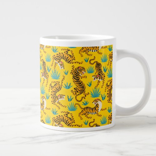 Gold Asian Tiger Pattern Giant Coffee Mug