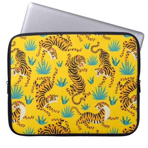 Gold Asian Tiger Pattern Laptop Sleeve