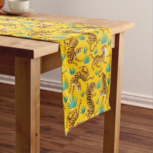 Gold Asian Tiger Pattern Medium Table Runner