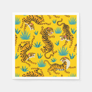 Gold Asian Tiger Pattern Napkins