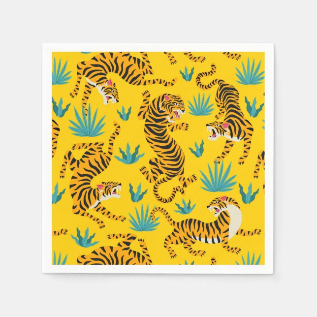 Gold Asian Tiger Pattern Napkins (Front)