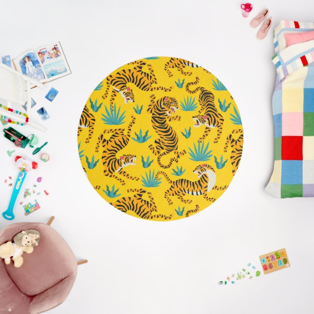 Gold Asian Tiger Pattern Outdoor Rug (Insitu (Babyroom))