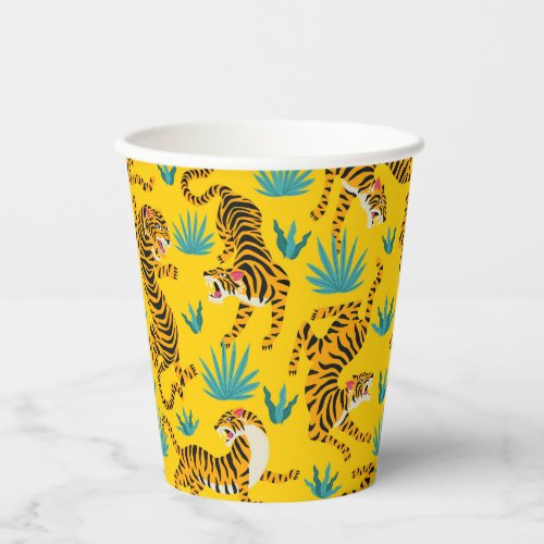 Gold Asian Tiger Pattern Paper Cups