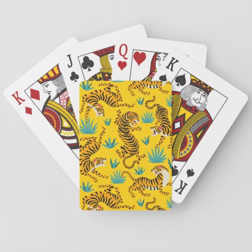 Gold Asian Tiger Pattern Playing Cards