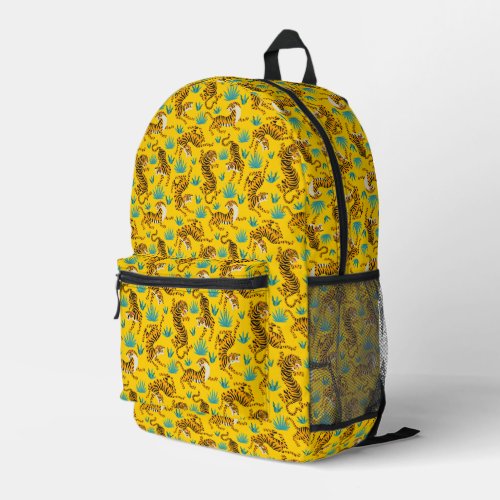 Gold Asian Tiger Pattern Printed Backpack