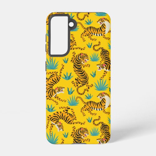 Gold Asian Tiger Pattern Samsung Galaxy S21 Case