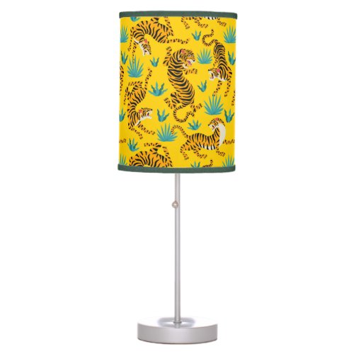 Gold Asian Tiger Pattern Table Lamp