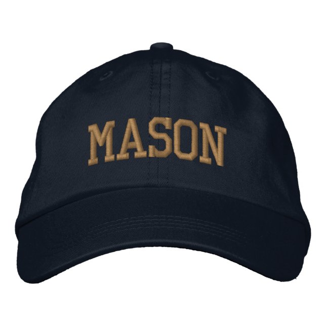 Gold Athletic Block Monogram Custom Name Embroidered Baseball Cap (Front)