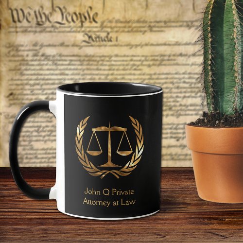 Gold Attorney Scales of Justice Custom Mug
