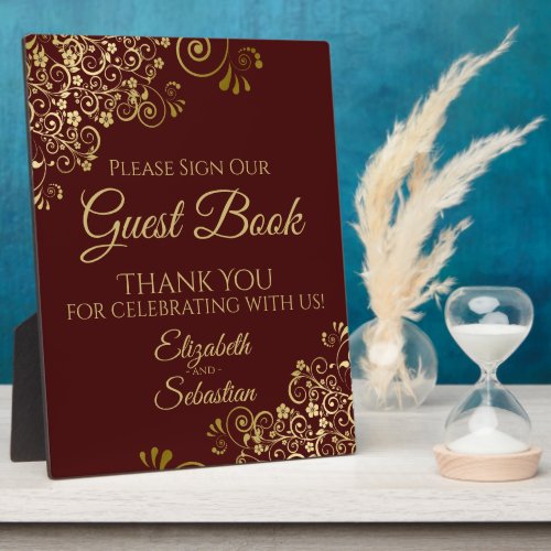 Gold  Auburn Brown Sign Our Guest Book Wedding Plaque