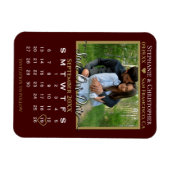 Gold & Auburn Photo Calendar Save Our Date Wedding Magnet (Horizontal)