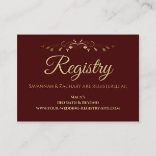 Gold & Auburn Vintage Border Wedding Registry Enclosure Card