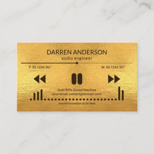 Gold Audio Display Panel Sound Engineer DJ Business Card