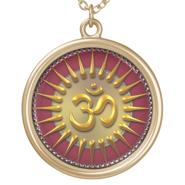 Gold Aum Sun Energy Necklace (Front)