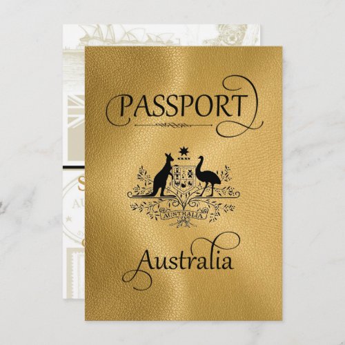 Gold Australia Passport Save the Date Card