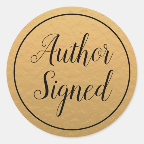 Gold Author Signed Modern Book Sales Classic Round Sticker