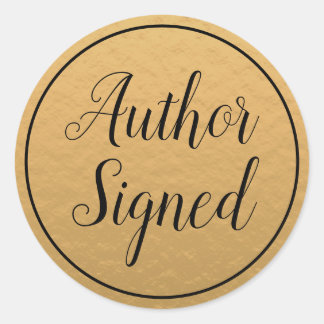 Gold Author Signed Modern Book Sales Classic Round Sticker