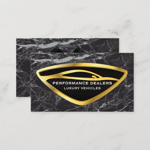 Gold Auto Car Logo  Black Marble Luxury Business Card