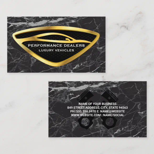 Gold Auto Car Logo Black Marble Luxury Business Card Zazzle