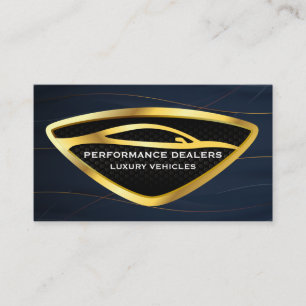 Gold Auto Car Logo   Gold Dark Blue Background Business Card